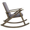 GDF Studio Louise Outdoor Acacia Wood Rocking Chair, Gray/Gray, Single
