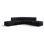 Meridian Furniture - Arc Velvet Upholstered 6-Pc. L-Shaped Modular Sectional, Black - Give your living room or den the perfect blend of style and versatility with this Arc velvet fabric curved modular Sectional. Part of the Arc modular furniture collection, this Sectional comes upholstered in rich black velvet fabric and features deep channel tufting that adds a touch of luxury while enhancing comfort and support. A seamless combination of form and function, this chair can be used with other Arc pieces to create a myriad of configurations in your well-curated room.