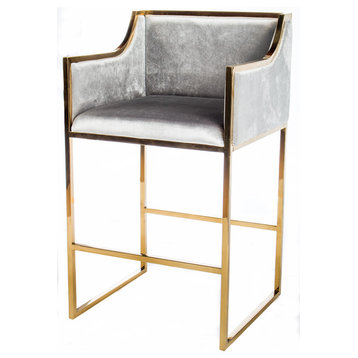 Erin 28" Bar Chair, Gold