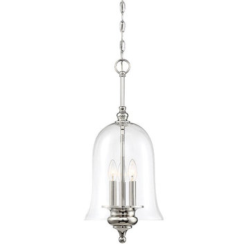 Trade Winds Claude Glass Bell Pendant Light in Polished Nickel