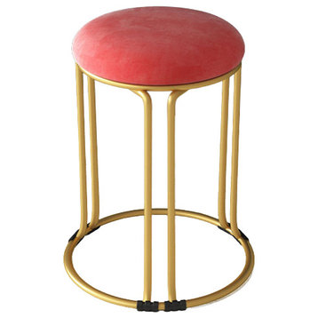 Nordic Suede and Leather Stacked Dining Round Stool, Red, Suede