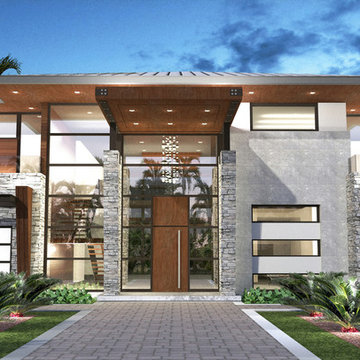 Boca Raton 'Contemporary'accent wall  xbeach house  xcarport  xcoastal house  xc