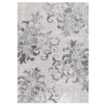 Rug Branch Contemporary Abstract Floral Grey Beige Area Rug - 5'x7'