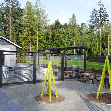 Trellis as functional art in Camano Island garden