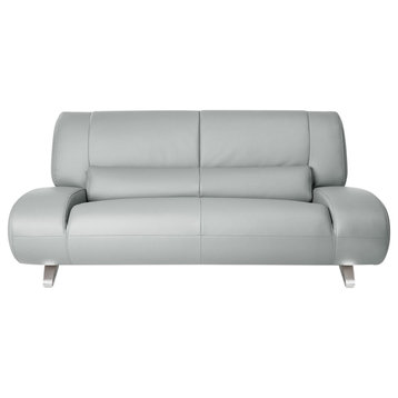 Modern Aspen Light Grey Microfiber Leather Loveseat