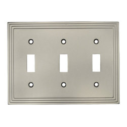 Cosmas - Cosmas 25037-SN Satin Nickel Triple Toggle Switchplate Cover - Switch Plates And Outlet Covers