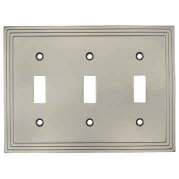 Cosmas 25037-SN Satin Nickel Triple Toggle Switchplate Cover