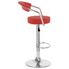 Set of 2 Zool Contemporary Adjustable Faux Leather Barstool - Cherry Red