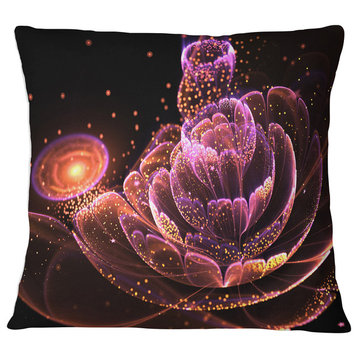 Fractal Flower Illuminated Purple Art Floral Throw Pillow, 18"x18"