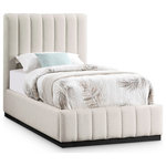 Meridian Furniture - Lucia Beige Linen Textured Fabric Full Bed, Beige, Twin, Black Finish - Remake your bedroom in an instant with this Lucia linen textured fabric bed. Upholstered in soft-to-the-touch beige linen textured fabric on its headboard, footboard, and side rails, this handsome full bed has a high headboard for an attention-demanding look in your room. Channel tufting on the headboard and footboard add to its aesthetic beauty while providing texture and dimension. The bed rests on a black-finished base that's crafted from solid wood for lasting beauty and durability.