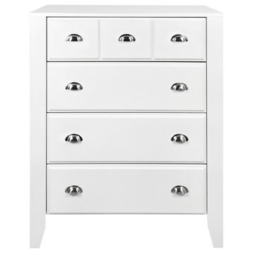 Cleary Contemporary Faux Wood 4 Drawer Dresser, White