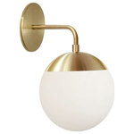 Dainolite - 12" Dayana Transitional Modern Wall Sconce, Aged Brass - Aged Brass Dayana Wall Sconce with White Glass. This single light LED compatible is recommended for the wall in a Foyer or Hall. It requires 1 Halogen G9 bulbs, is covered by a 1 Year Warranty and is suitable for either a residental or commercial space.