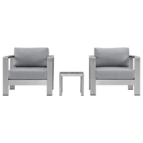 Shore 3-Piece Outdoor Aluminum Set, Silver Gray