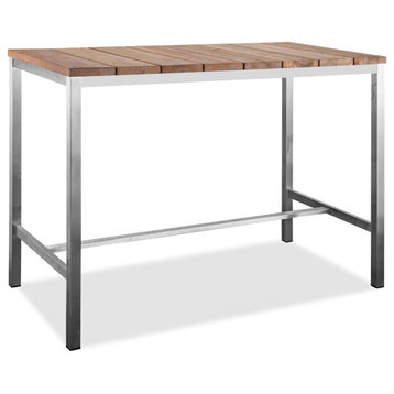 Stone Indoor/Outdoor Bar Table, Recycling Teak Wood