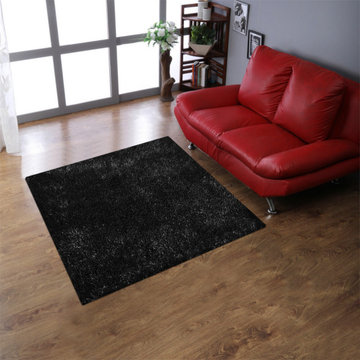 Hand Tufted Shag Polyester Area Rug Solid Black