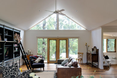 Design ideas for a transitional family room in Melbourne.