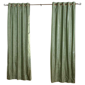 Olive Green Ring / Grommet Top Velvet Curtain / Drape / Panel -43W x 120L-Piece