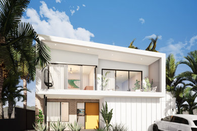 Design ideas for a large beach style home design in Perth.