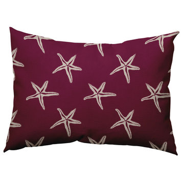 Starfish Polyester Indoor Pillow, Maroon Red, 14"x20"