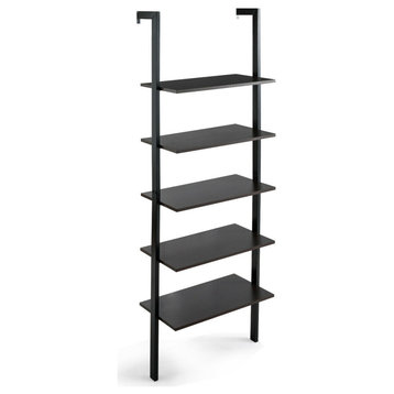 Costway 5-Tier Ladder Shelf Wood Wall Mounted Bookshelf Display Shelf