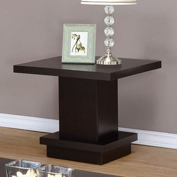 Benzara BM184934 Contemporary End Table With Pedestal Base, Cappuccino Brown