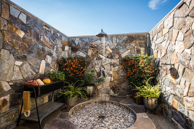 Tuscan doorless shower photo in Portland