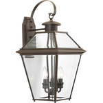 Progress Lighting - Burlington 3-Light Large Wall Lantern, Antique Bronze - The Burlington outdoor collection is constructed from aluminum for durable, weather-resistant performance. A Brushed Nickel or Antique Bronze finish complements the clear beveled glass. Open bottom design allows individuals to replace lamps without removing any pieces.