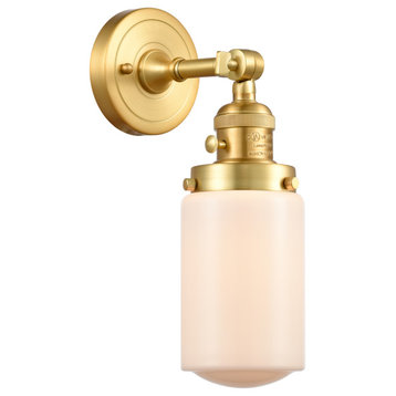 Dover Sconce With Switch, Satin Gold, Matte White