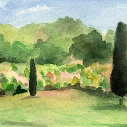 Vineyard In Provence Watercolor Painting - Fine Art Prints