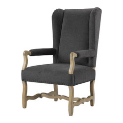 French Wing Wool Upholstered Arm Chair - Armchairs And Accent Chairs