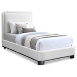 Meridian Furniture - Nolita Linen Textured Fabric / Linen Upholstered Bed, Cream, Twin, Black Finish - Upgrade the ambiance of your bedroom with the Nolita Linen Textured Fabric Bed. The bed features a luxurious cream-colored linen textured fabric that is not only soft to the touch but also incredibly durable. The solid wood natural finish base adds a touch of elegance and warmth to the overall design. If you're looking for a bed that is both stylish and functional, the Nolita Linen Textured Fabric Twin Sized Bed is the perfect choice.