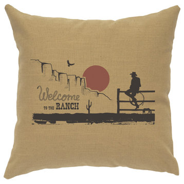 Image Pillow 16x16 Welcome Ranch Linen Straw