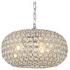 Oval-shaped Crystal and Chrome 3-Light Pendant Chandelier