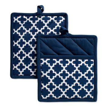 DII Nautical Blue Lattice Pot Holder, Set of 2