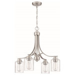 Craftmade - Craftmade Bolden 4 Light Chandelier, Brushed Polished Nickel - Bold clean lines and gentle curves offer an elegant feel to your home. Clear seeded or white frosted glass shades compliment the graceful shapes of the Bolden collection setting the stage for a look that is luxurious and effortless