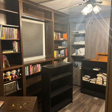 Library Room / Study with Custom Shaker Bookcases and Corner Reading Nook