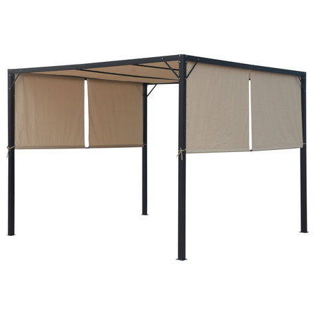 GDF Studio Wendy Outdoor Steel Framed 10' by 10' Gazebo, Beige
