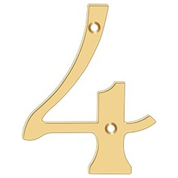 RN6-4 6" Numbers, Solid Brass, Lifetime Brass