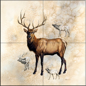 Tile Mural, Elk-Jg by Judy Gibson