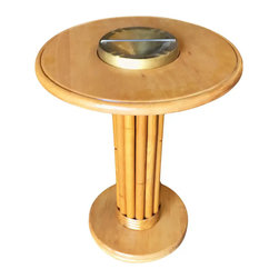 Heywood Wakefield Solid Wood Rattan Ashtray Stand - Decorative Bowls