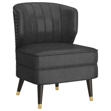 Modern Faux Leather Accent Chair, Gray