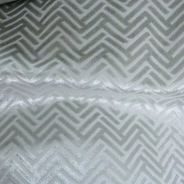 Beethoven Geometric Arrow Pattern, Burn Out Velvet Upholstery Fabric, Glacier