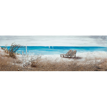 "The Ocean Front" Hand Painted Canvas Art, 60"x20"