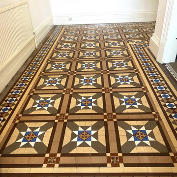 Carpet Covered Victorian Tiled Hallway Floor Renovated in Heywood