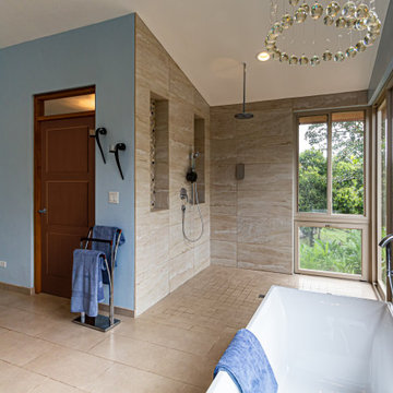 Luxury Bathroom with Open Shower and Bathtub