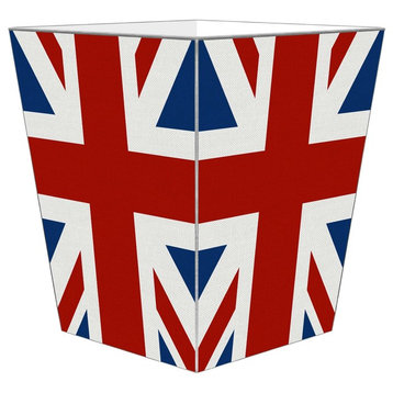 British Flag Decoupage Wood Wastepaper Basket, Wastepaper Basket & Tissuebox Cov
