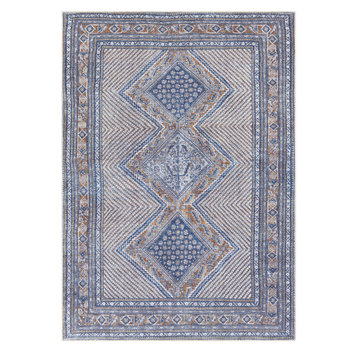 Traditional AML Machine Washable Chenille Navy Classic Doormat Rug | 2' x 2'11"