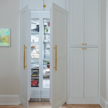 Château Charm: French-Inspired Kitchen Renovation with Plaster Hood Blue Stove a