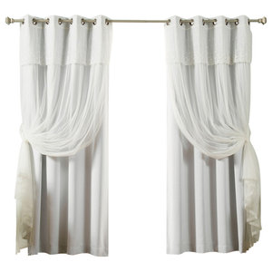 Tulle Sheer With Attached Valance Solid Blackout Curtain Contemporary Curtains By Best Home Fashion Houzz Tulle Sheer With Attached Valance, Curtain With Attached Valance
