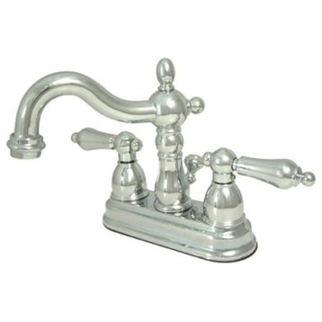Two Handle 4" Centerset Lavatory Faucet with Brass Pop-up KS1601AL